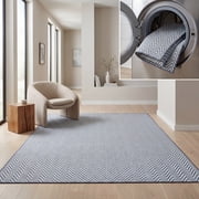 SAFAVIEH Machine Washable Rug Indoor/Outdoor Bermuda Collection - Bermuda Kandace Geometric Machine Washable Indoor/Outdoor Area Rug, Blue/Cream, 4' x 6'