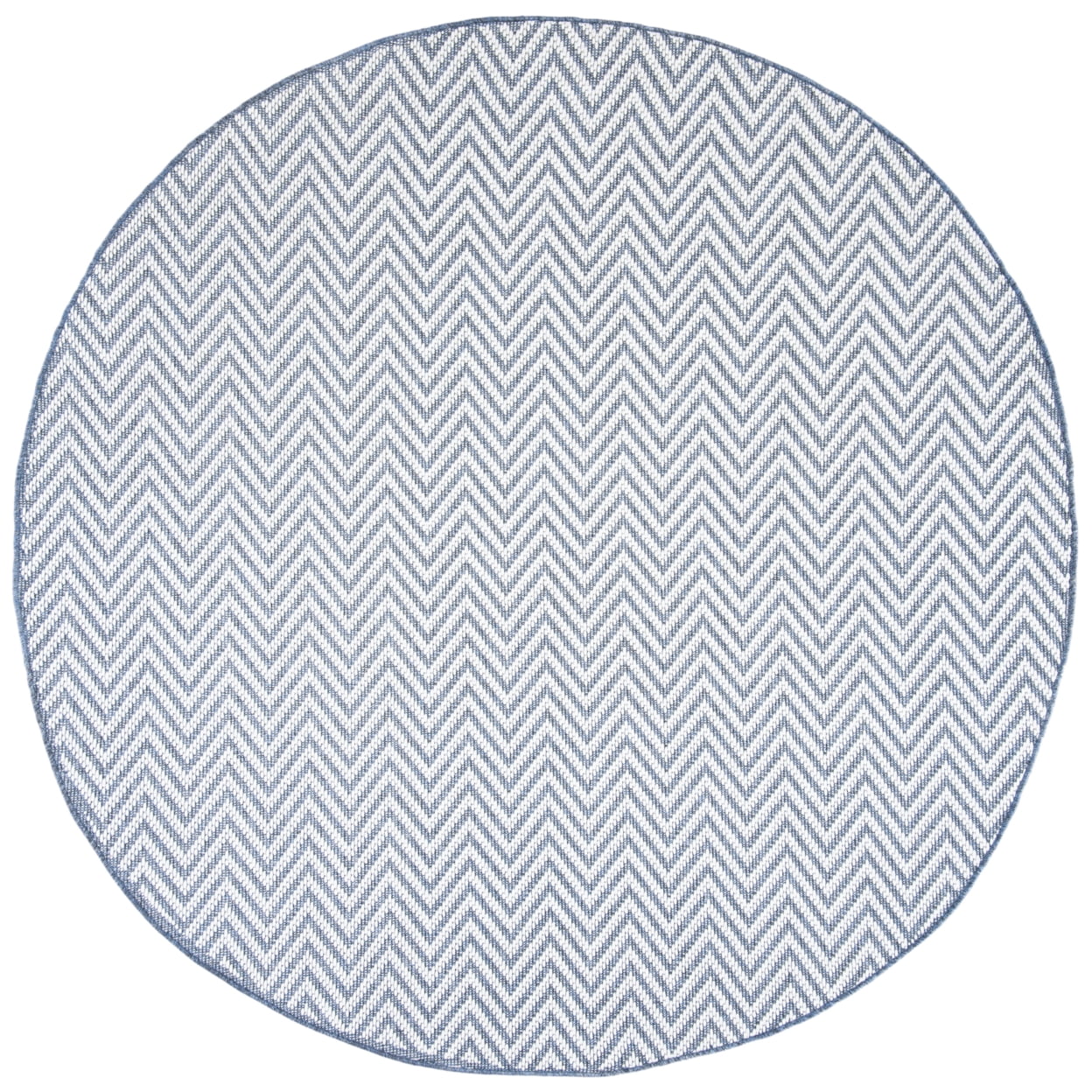 SAFAVIEH Machine Washable Rug Indoor/Outdoor Bermuda Collection - Bermuda Kandace Geometric Machine Washable Indoor/Outdoor Area Rug, Blue/Cream, 8' x 8' Round