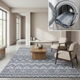 thumbnail image 1 of SAFAVIEH Machine Washable Rug Indoor/Outdoor Bermuda Collection - Bermuda Kieron Geometric Indoor/Outdoor Area Rug Navy/Cream, 4' x 6', 1 of 12