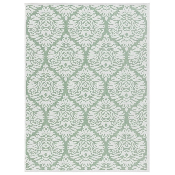 SAFAVIEH Machine Washable Rug Indoor/Outdoor Bermuda Collection - Bermuda Kingston Floral Indoor/Outdoor Runner Rug, Ivory/Green, 2' x 8'
