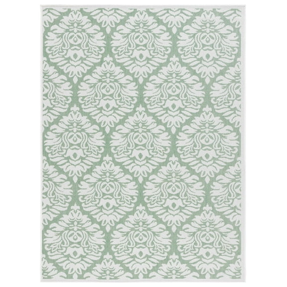 SAFAVIEH Machine Washable Rug Indoor/Outdoor Bermuda Collection - Bermuda Kingston Floral Indoor/Outdoor Runner Rug, Ivory/Green, 2' x 8'
