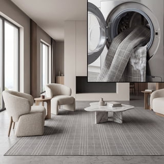 SAFAVIEH Machine Washable Rug Indoor/Outdoor Bermuda Collection - Bermuda Lavern Geometric Machine Washable Indoor/Outdoor Area Rug, Grey, 8' x 10'