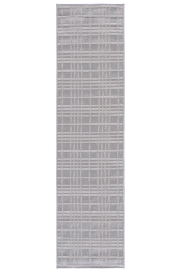 Machine Washable Rug Indoor/Outdoor Bermuda Collection - Bermuda Lavern Geometric Machine Washable Indoor/Outdoor Runner Rug, Grey, 2' x 6'