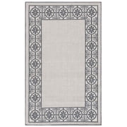 SAFAVIEH Machine Washable Rug Indoor/Outdoor Bermuda Collection - Bermuda Patton Floral Machine Washable Indoor/Outdoor Area Rug, Ivory/Charcoal, 4' x 6'