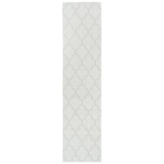 SAFAVIEH Machine Washable Rug Indoor/Outdoor Bermuda Collection - Bermuda Sophie Geometric Machine Washable Indoor/Outdoor Runner Rug, Ivory/Light Grey, 2' x 6'