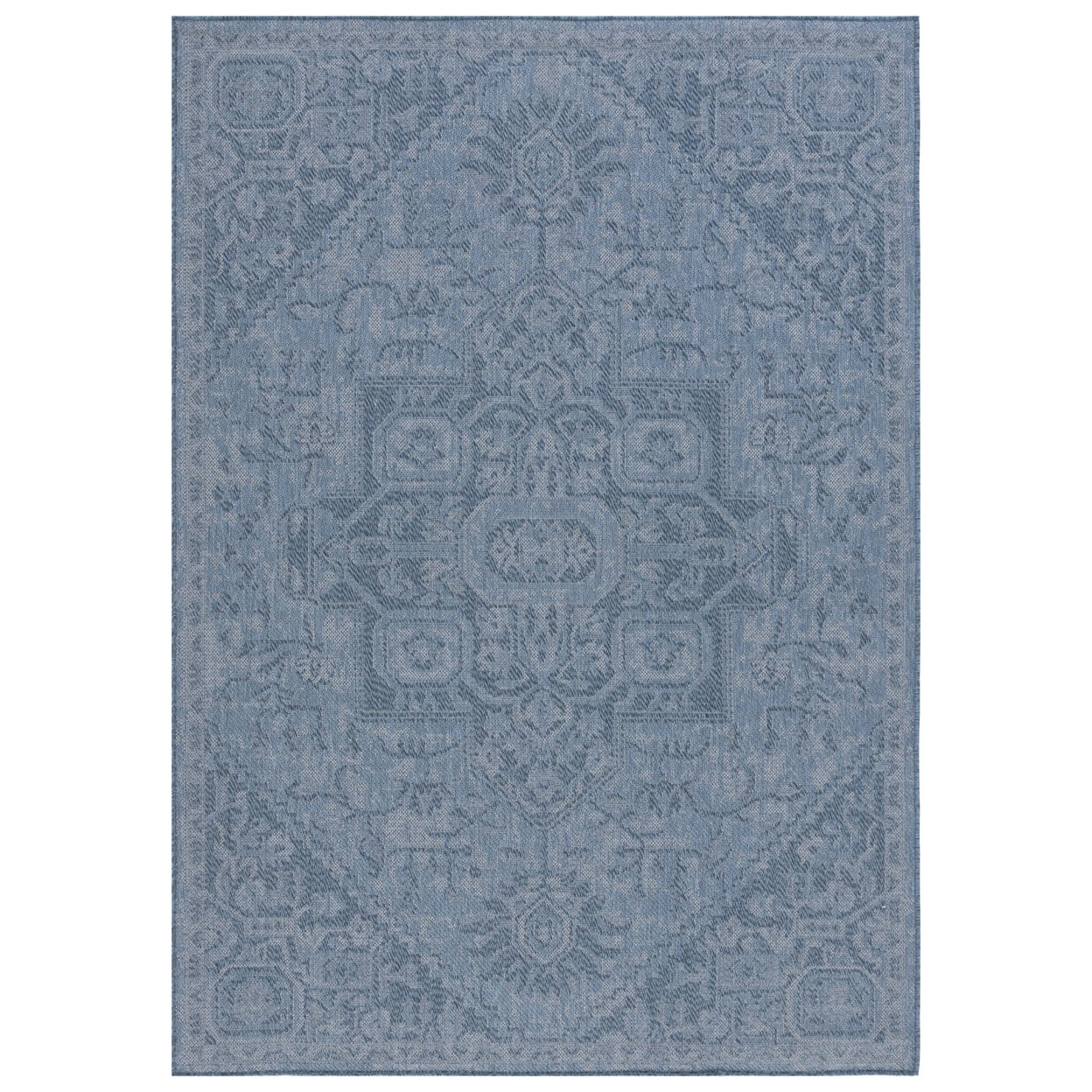Navy Synthetic Hand-knotted Rectangular Indoor/Outdoor Area Rug