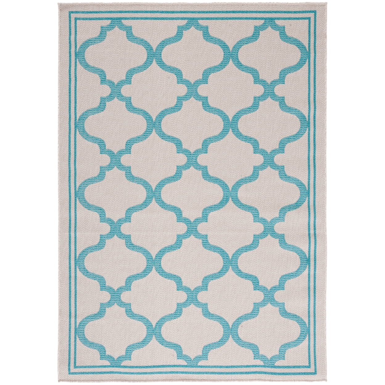 Aqua Geometric Easy-Care Synthetic Outdoor Area Rug 3' x 5'