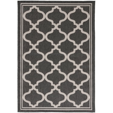 SAFAVIEH Bermuda Tamaya Geometric Machine Washable Indoor/Outdoor Area Rug, Charcoal/Ivory, 3' x 5'