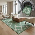 thumbnail image 1 of SAFAVIEH Machine Washable Rug Indoor/Outdoor Bermuda Collection - Bermuda Tamaya Geometric Machine Washable Indoor/Outdoor Area Rug, Green/Beige, 5'3" x 7'6", 1 of 10