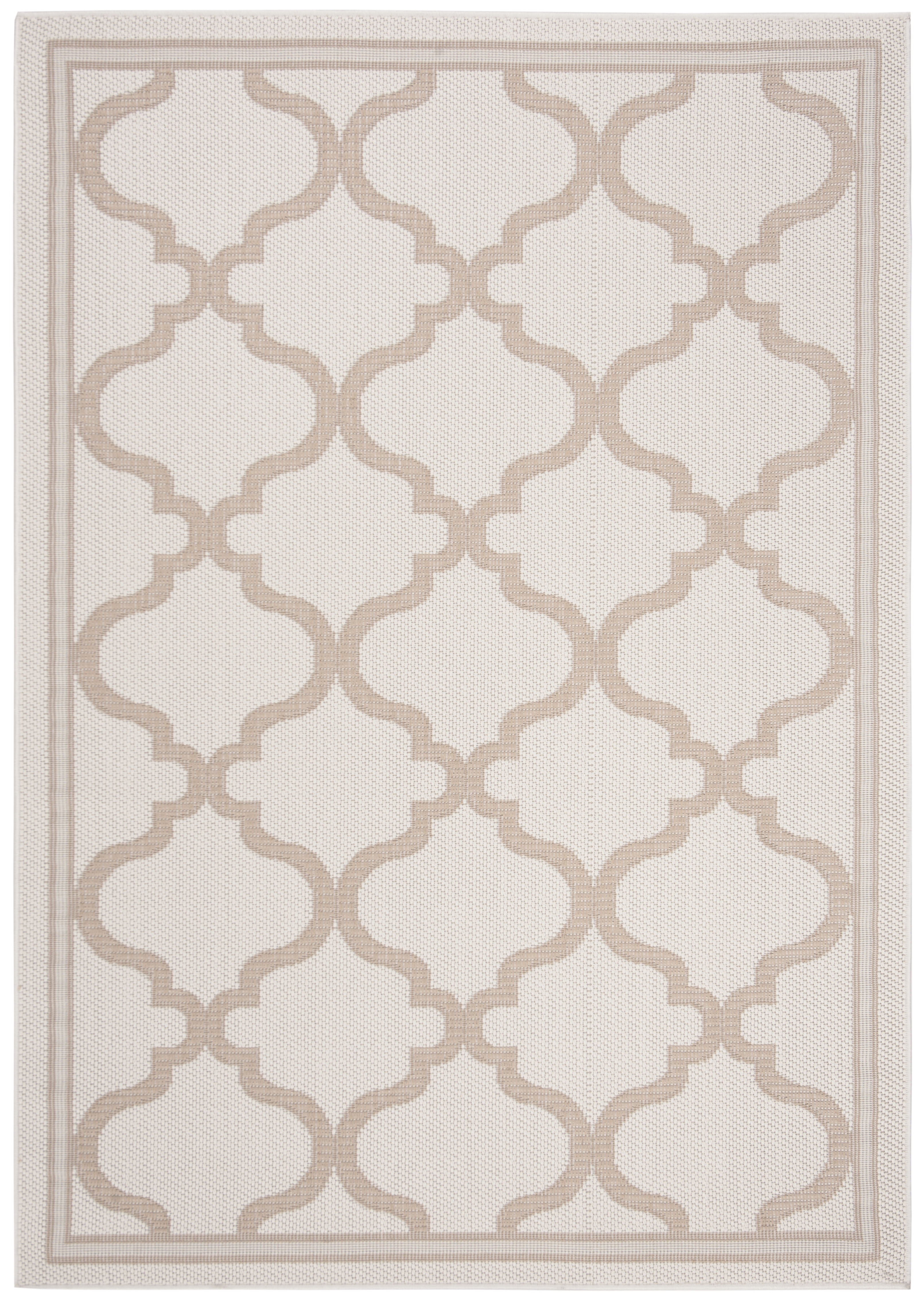 Ivory and Beige Geometric 8' x 10' Synthetic Area Rug