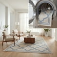 thumbnail image 1 of SAFAVIEH Machine Washable Rug Indoor/Outdoor Bermuda Collection - Bermuda Tamaya Geometric Machine Washable Indoor/Outdoor Area Rug, Ivory/Blue, 5'3" x 7'6", 1 of 10