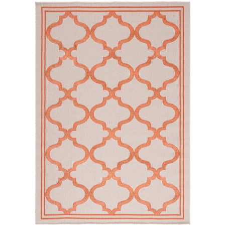 SAFAVIEH Machine Washable Rug Indoor/Outdoor Bermuda Collection - Bermuda Tamaya Geometric Machine Washable Indoor/Outdoor Area Rug, Ivory/Rust, 4' x 6'