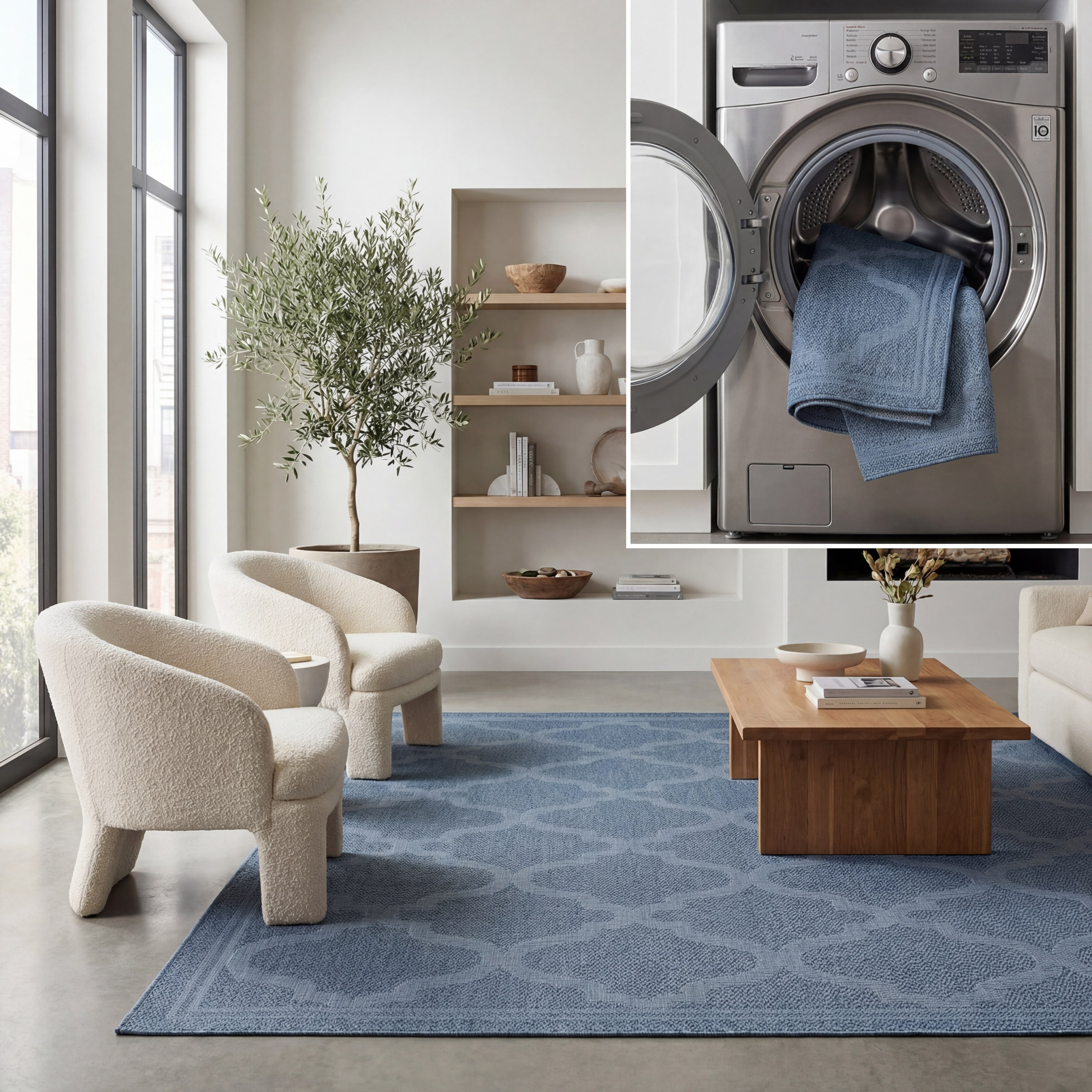 SAFAVIEH Machine Washable Rug Indoor/Outdoor Bermuda Collection - Bermuda Tamaya Geometric Machine Washable Indoor/Outdoor Area Rug, Navy, 9' x 12'
