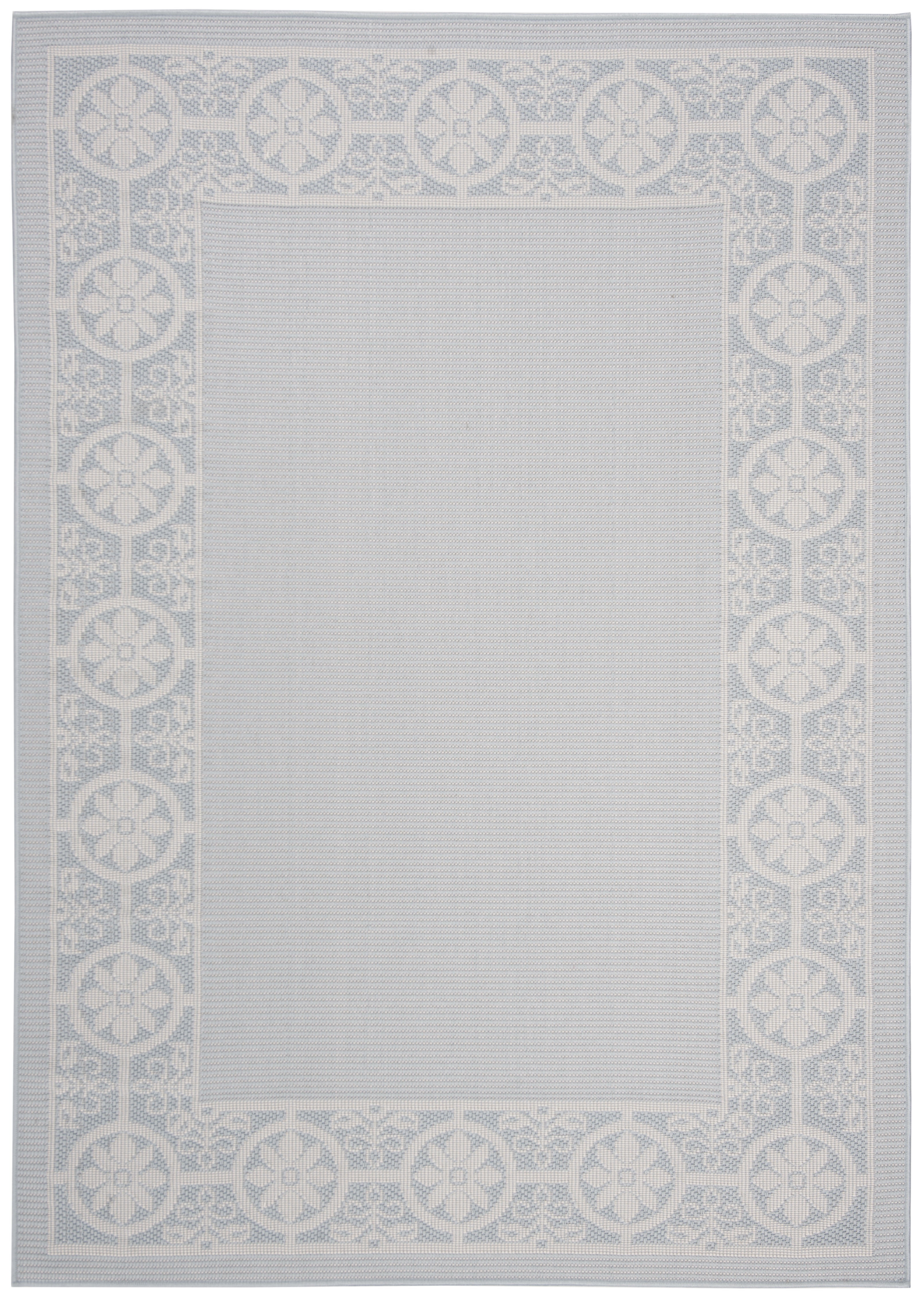 Light Blue Ivory Geometric 8' x 10' Synthetic Area Rug