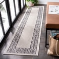 thumbnail image 1 of SAFAVIEH Machine Washable Rug Indoor/Outdoor Bermuda Collection - Bermuda Zoey Floral Bordered Indoor/Outdoor Runner Rug Ivory/Charcoal, 2' x 8', 1 of 5