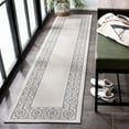 thumbnail image 1 of SAFAVIEH Machine Washable Rug Indoor/Outdoor Bermuda Collection - Bermuda Zoey Floral Bordered Indoor/Outdoor Runner Rug Ivory/Light Blue, 2' x 8', 1 of 5