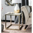 thumbnail image 1 of SAFAVIEH Bethany Square Modern Glam End Table, White Marble/Brass, 1 of 11