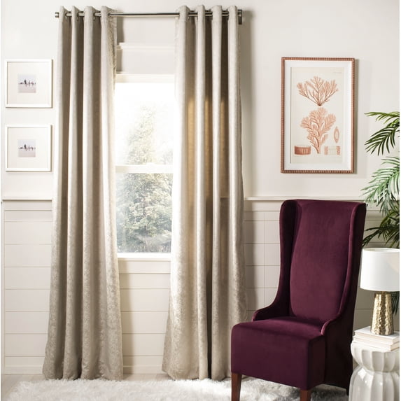 SAFAVIEH Betra Glam Grommet Curtain Window Panel, 52" x 96", Beige