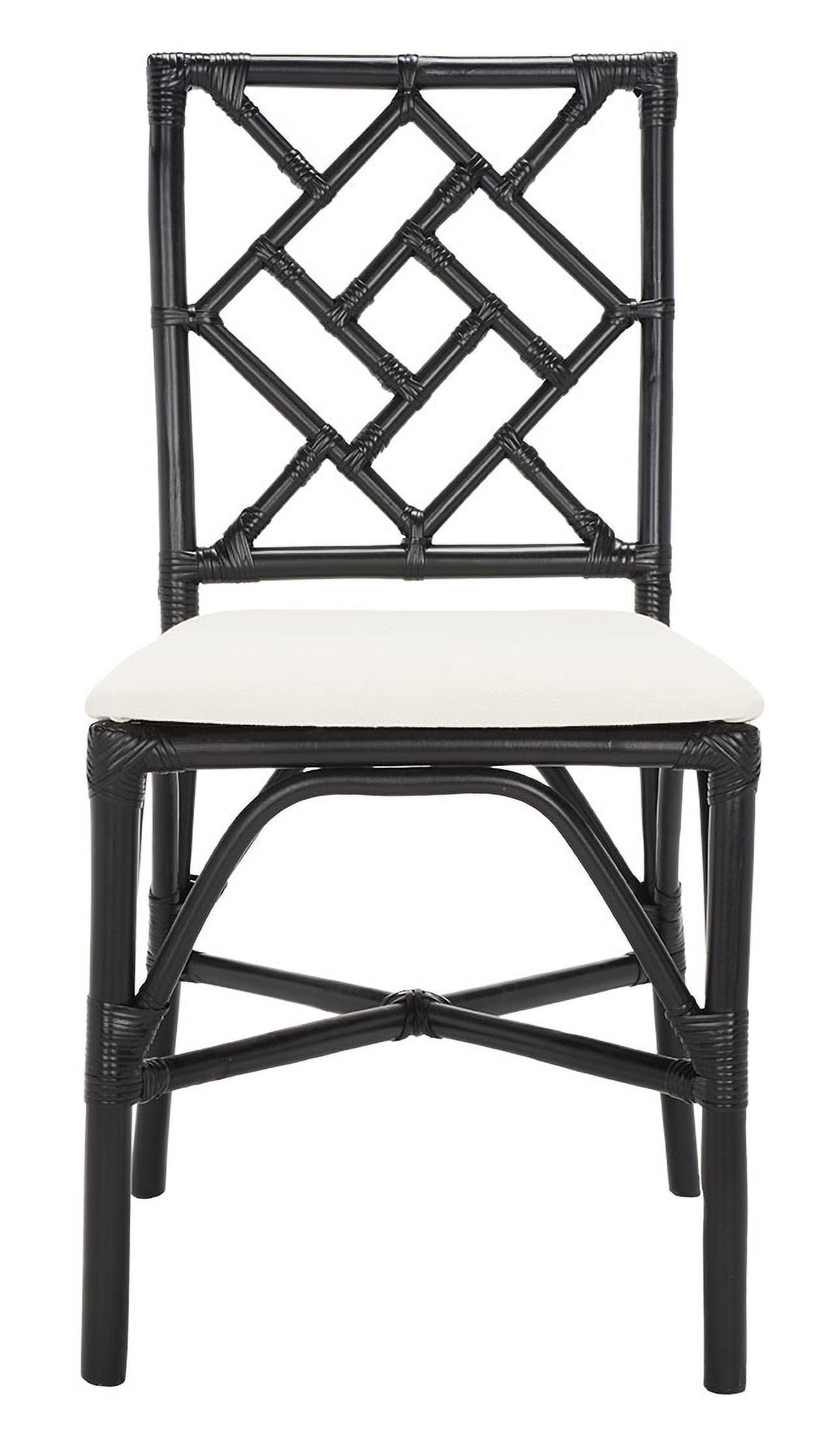 Bhumi Black and White Rattan Accent Chair with Cushion Set of 2