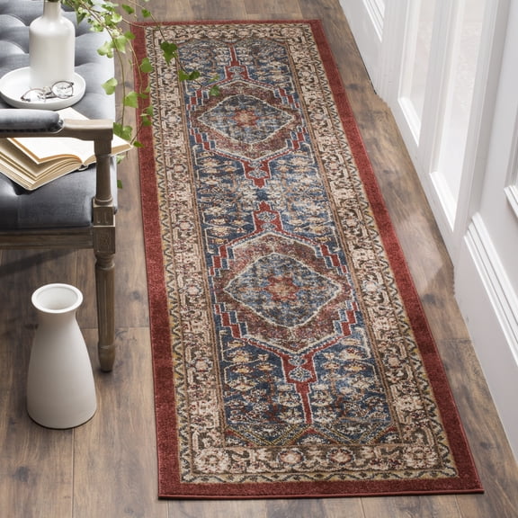 SAFAVIEH Bijar Audra Oriental Runner Rug, Royal/Brown, 2'3" x 8'