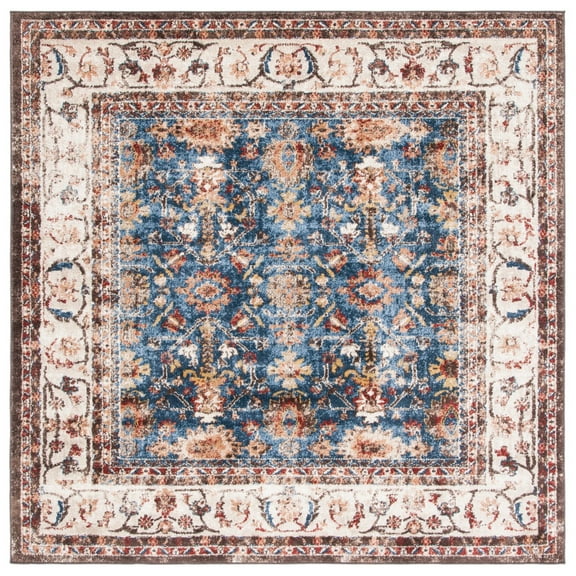 SAFAVIEH Bijar Candelario Oriental Area Rug, Royal/Ivory, 6'7" x 6'7" Square