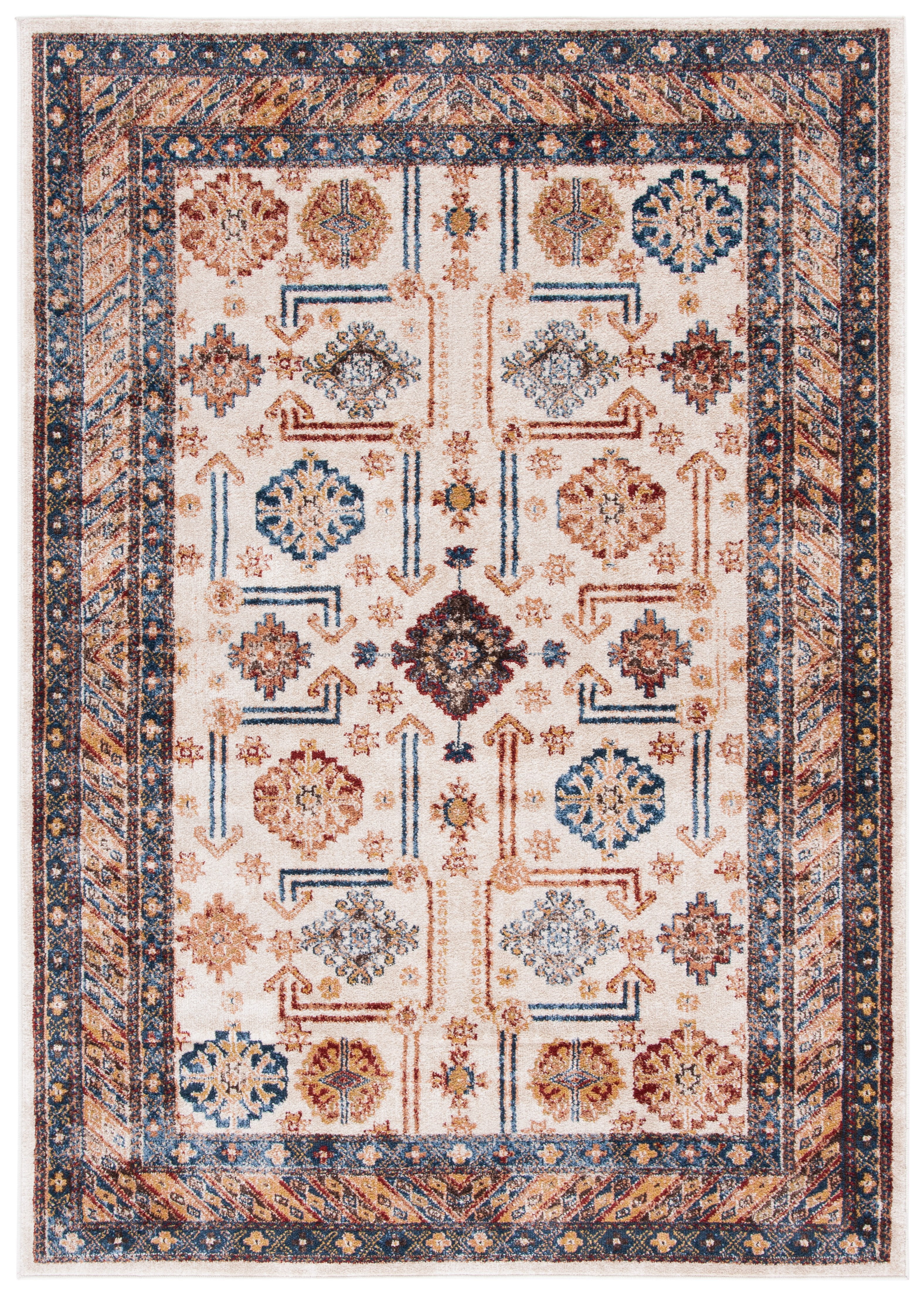 Ivory and Brown Synthetic Hand-knotted Area Rug, 8' x 10'