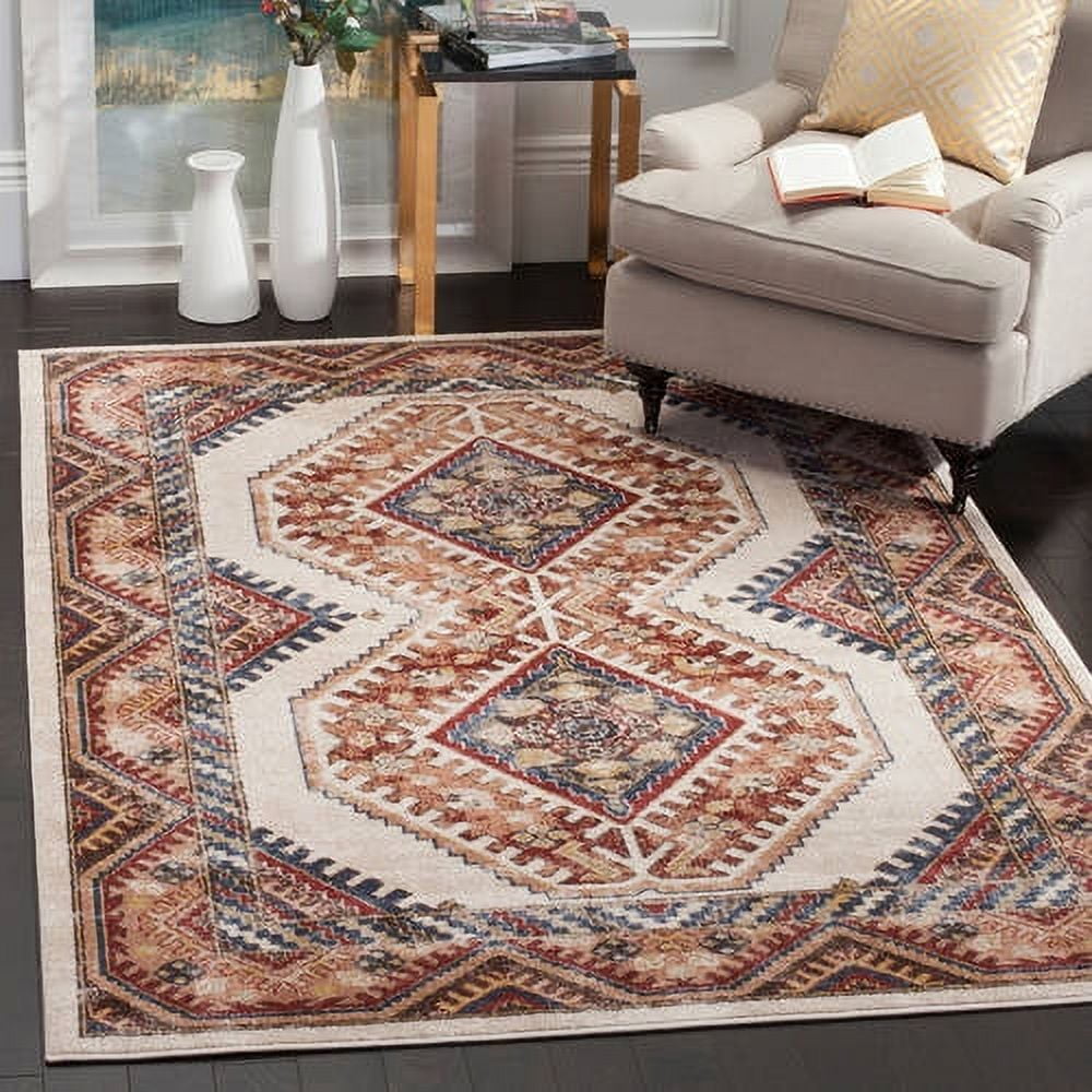 Ivory and Rust Synthetic Reversible Rectangular Area Rug, 4' x 6'