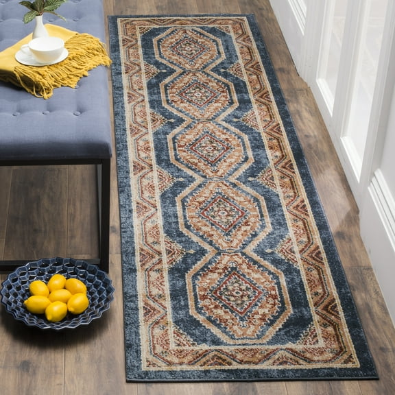 SAFAVIEH Bijar Femie Oriental Runner Rug, Royal/Rust, 2'3" x 8'