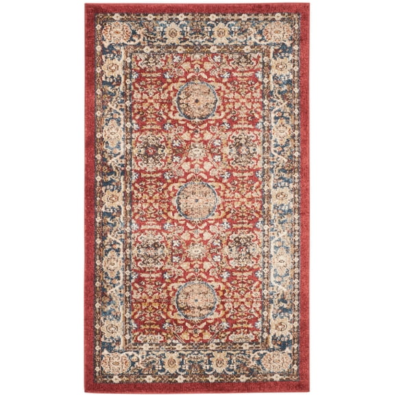 SAFAVIEH Bijar Jace Traditional Area Rug, Red/Royal, 3' x 5'