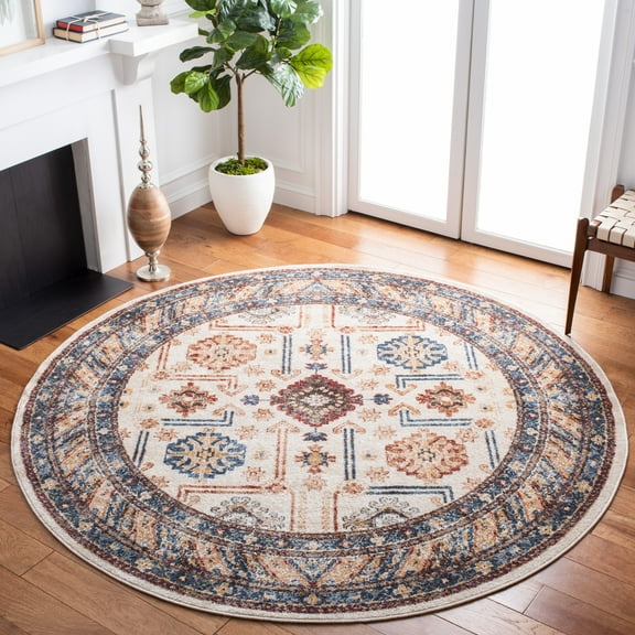 SAFAVIEH Bijar Johann Oriental Area Rug, Ivory/Brown, 6'7" x 6'7" Round