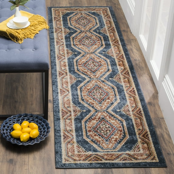 SAFAVIEH Bijar Femie Oriental Runner Rug, Royal/Rust, 2'3" x 6'
