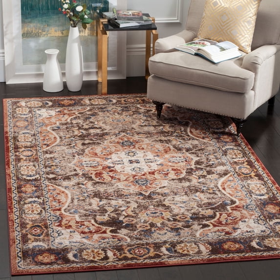 SAFAVIEH Bijar Marco Traditional Area Rug, Brown/Rust, 6'7" x 9'