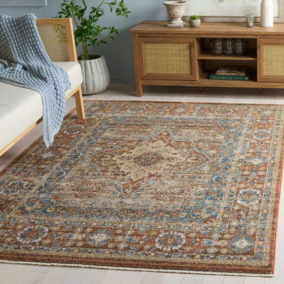 SAFAVIEH Bijar Rhona Oriental Area Rug, Brown/Rust, 3' x 3' Square