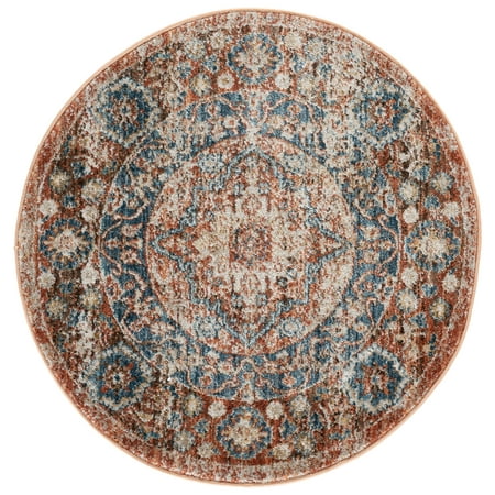 SAFAVIEH Bijar Rhona Oriental Area Rug, Ivory/Rust, 3' x 3' Round