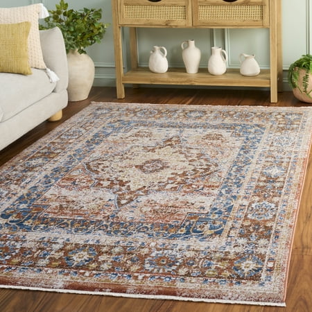 Safavieh Bijar Rhona Oriental Area Rug, Ivory/Rust, 3' x 3' Square