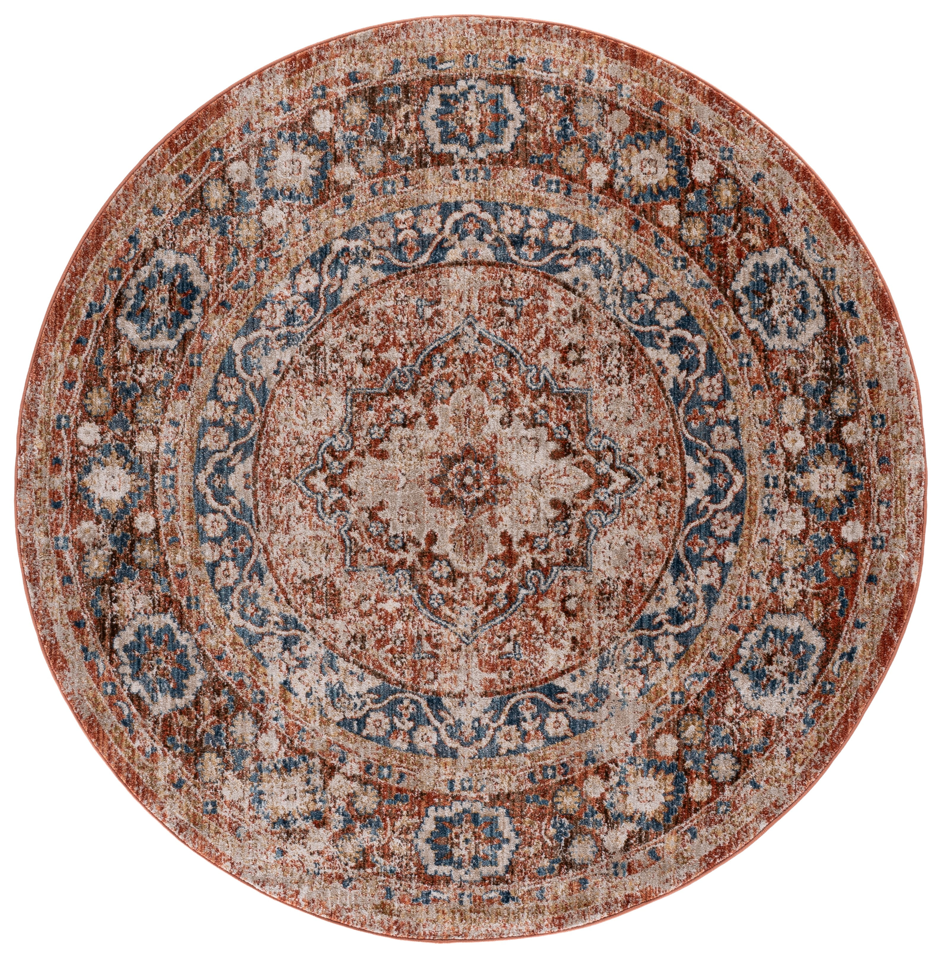 SAFAVIEH Bijar Rhona Oriental Area Rug, Ivory/Rust, 6'7" x 6'7" Round