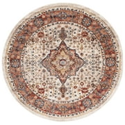 SAFAVIEH Bijar Rhona Oriental Area Rug, Ivory/Rust, 6'7" x 6'7" Round