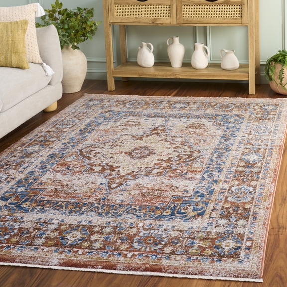 SAFAVIEH Bijar Rhona Oriental Area Rug, Ivory/Rust, 6'7" x 6'7" Square