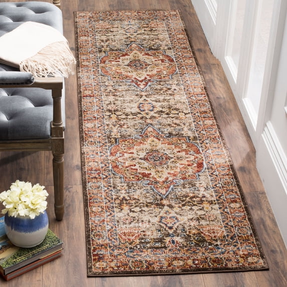 SAFAVIEH Bijar Orval Faded Traditional Runner Rug, Brown/Rust, 2'3" x 10'