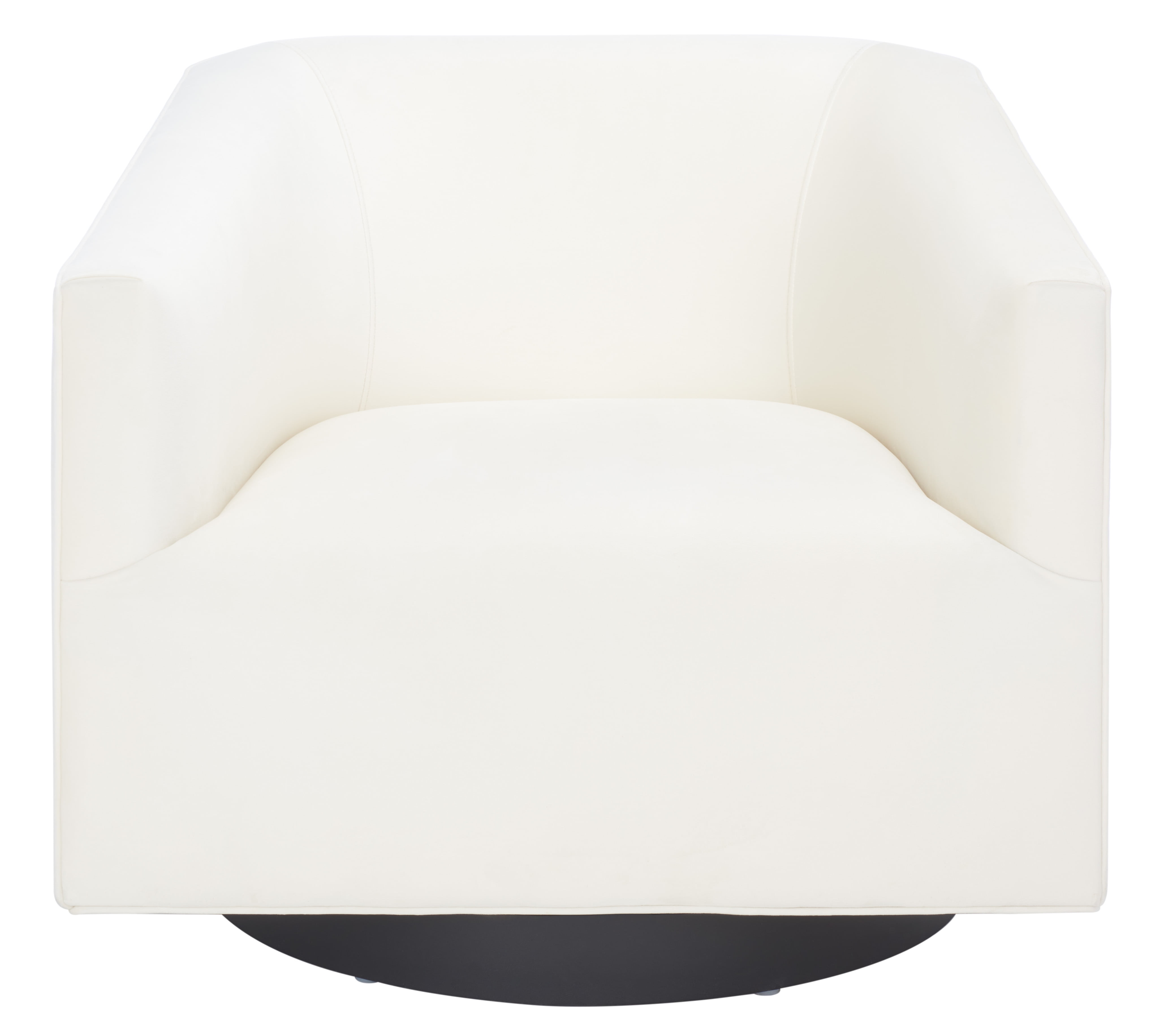 Birdie Cream Velvet Swivel Accent Chair with Wood Base