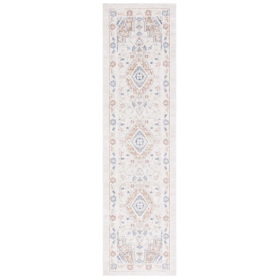 SAFAVIEH Blair Carleen Traditional Machine Washable Runner, 2'2" x 8', Beige/Rust