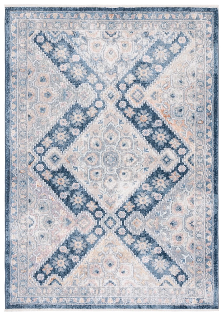 Blair Gray and Navy Washable Synthetic Area Rug