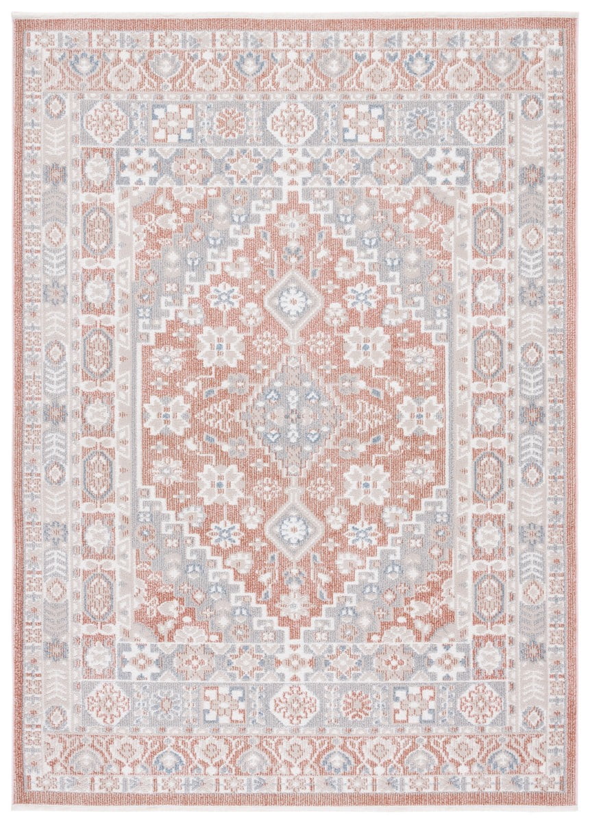 Blair Vintage Rose & Grey Hand-Knotted Synthetic Area Rug, 59"x84"