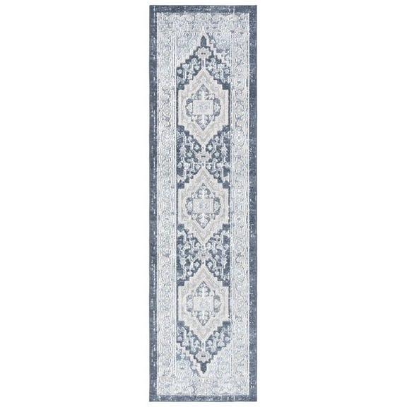 SAFAVIEH Blair Giovanni Traditional Machine Washable Runner, 2'2" x 8', Beige/Navy