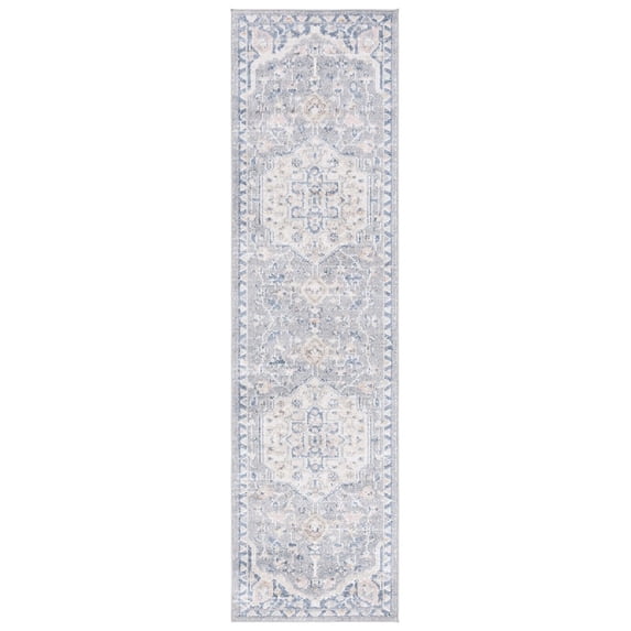 SAFAVIEH Blair Keighley Traditional Machine Washable Runner, 2'2" x 8', Beige/Light Grey