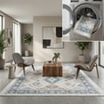 thumbnail image 1 of SAFAVIEH Blair Lailee Traditional Machine Washable Area Rug, 5'3" x 7'6", Beige/Blue, 1 of 13