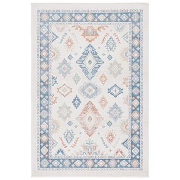 SAFAVIEH Blair Lailee Traditional Machine Washable Area Rug, 5'3" x 7'6", Beige/Blue
