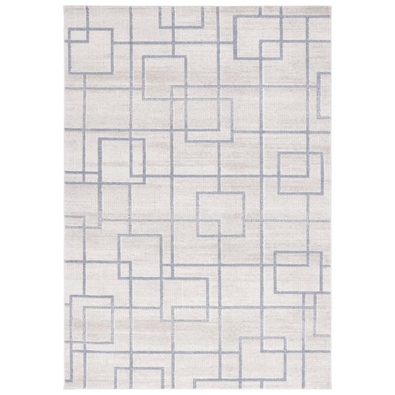 SAFAVIEH Blair Parker Geometric Machine Washable Area Rug, 6'7" x 6'7" Round, Beige/Grey