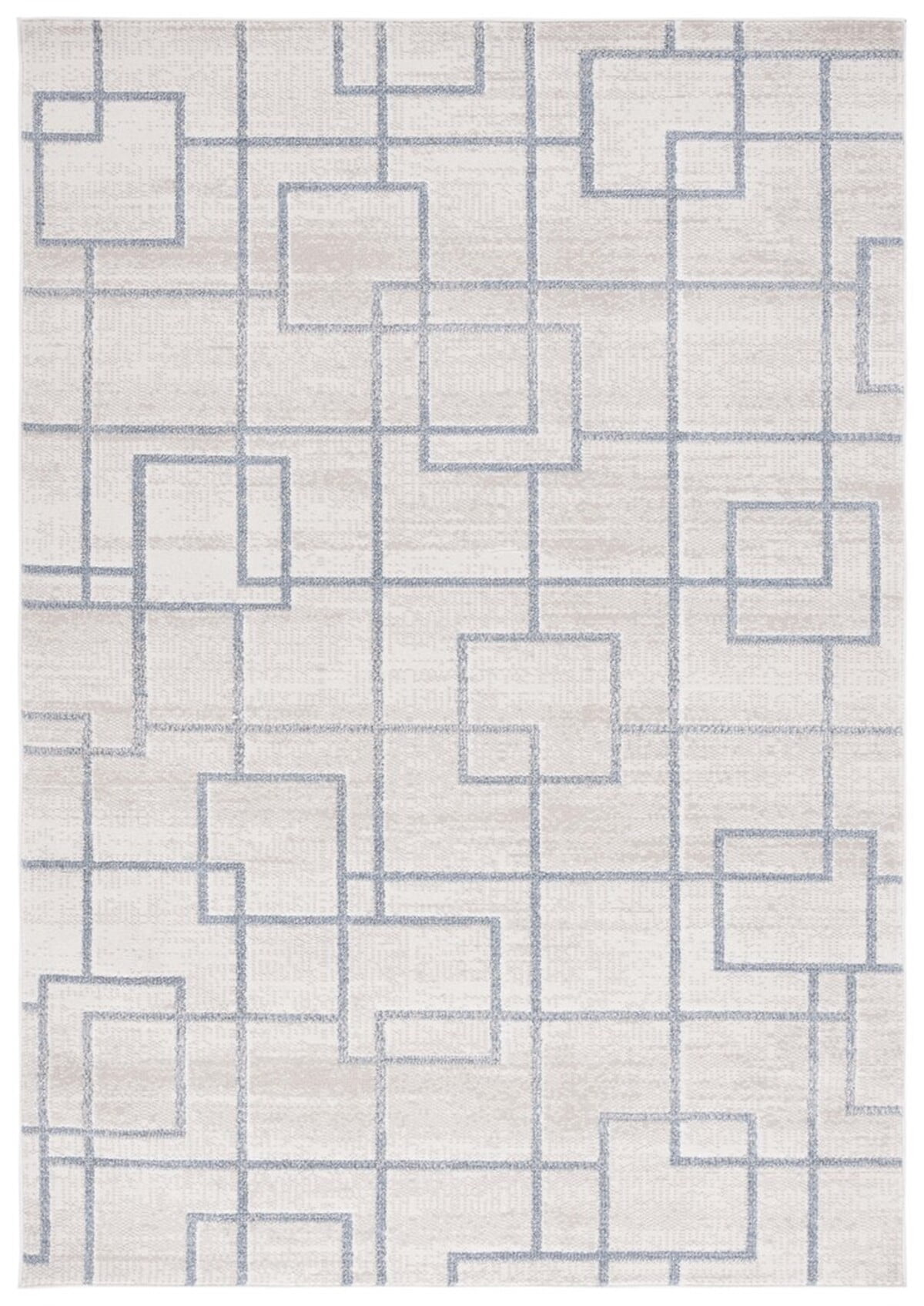 Gray Geometric Machine Washable Synthetic Area Rug, 8' x 10'