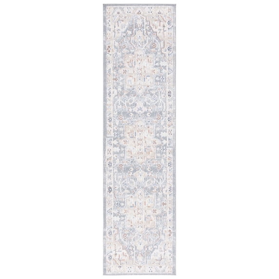 SAFAVIEH Blair Sammy Traditional Machine Washable Runner, 2'2" x 8', Beige/Blue